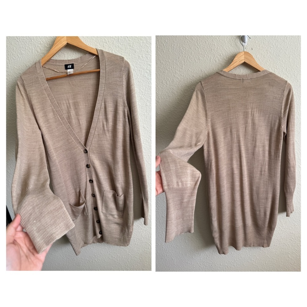 H&M-Women's Beige Cardigan Sweater-Size M